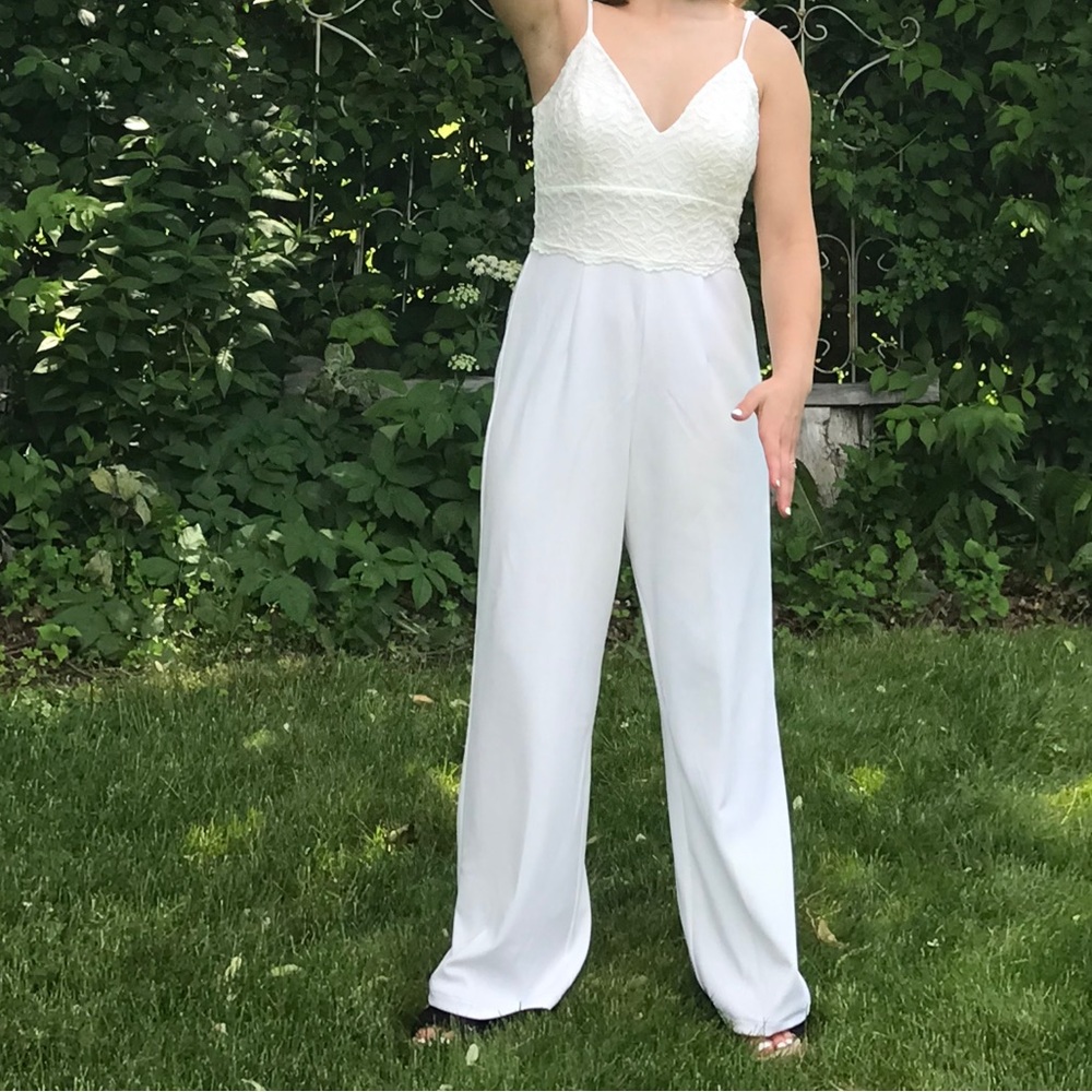 White Lace Top Jumpsuit